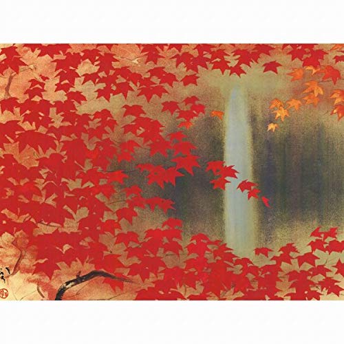 Amazon.co.jp: 川端龍子『滝に紅葉』高精彩工芸画+手彩 風景画